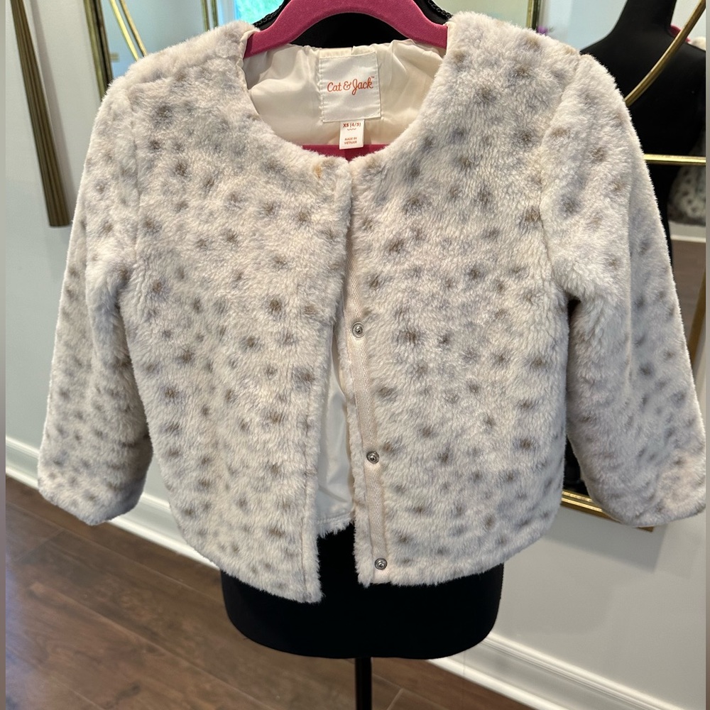 Preppy kids -  Cat & Jack animal print over coat from Target. Kids Size XS.